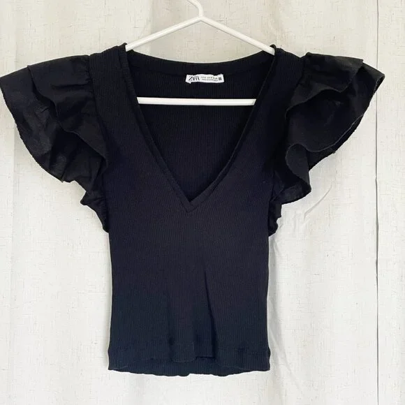 Zara black ribbed top - Picture 4 of 7
